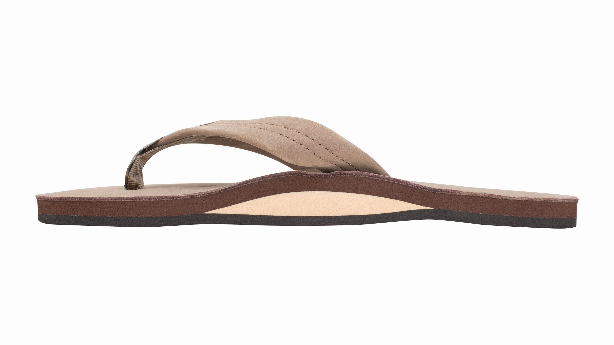 Square Sandals Rainbow Single Layer Leather Sandal-Dark Brown