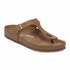 Gizeh BS Natural Leather Oiled Thong Kitten Heel Sandals