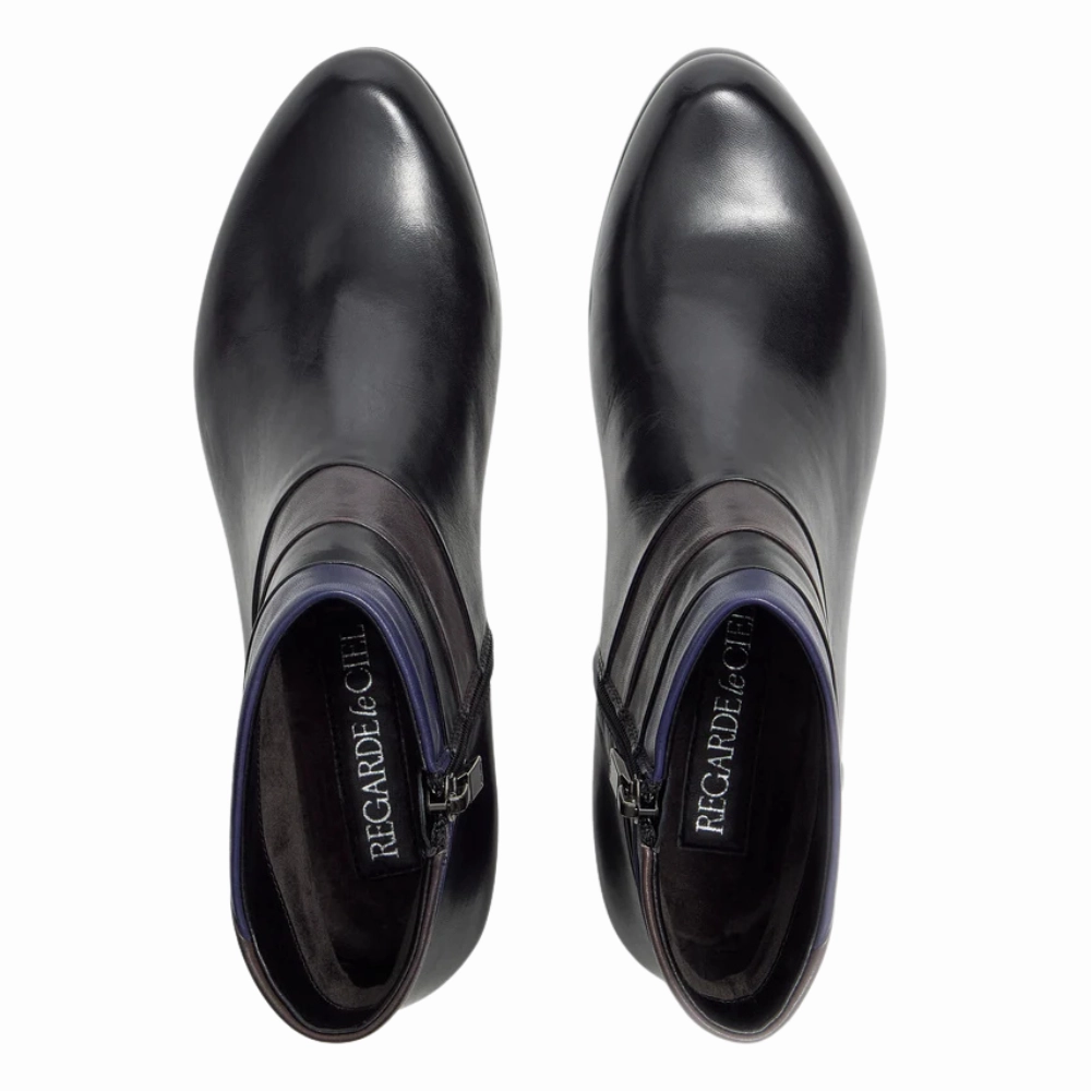 Regarde Le Ciel Stefany 390 Black/Muddy/Melanzana Leather Bootie (Women's) Sorel Hiking Boots