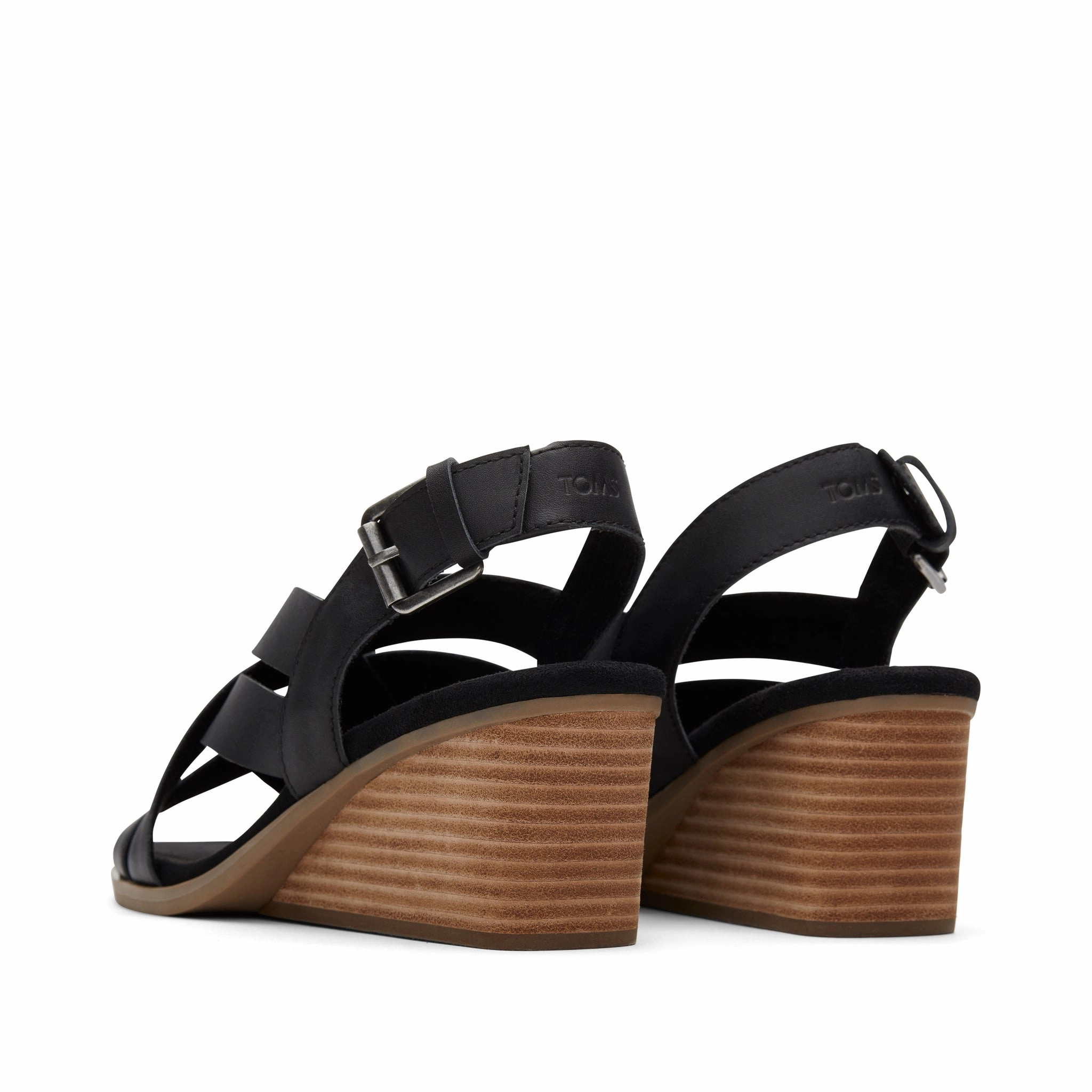 Gracie Black Leather Wedge Sandal Iridescent Sandals