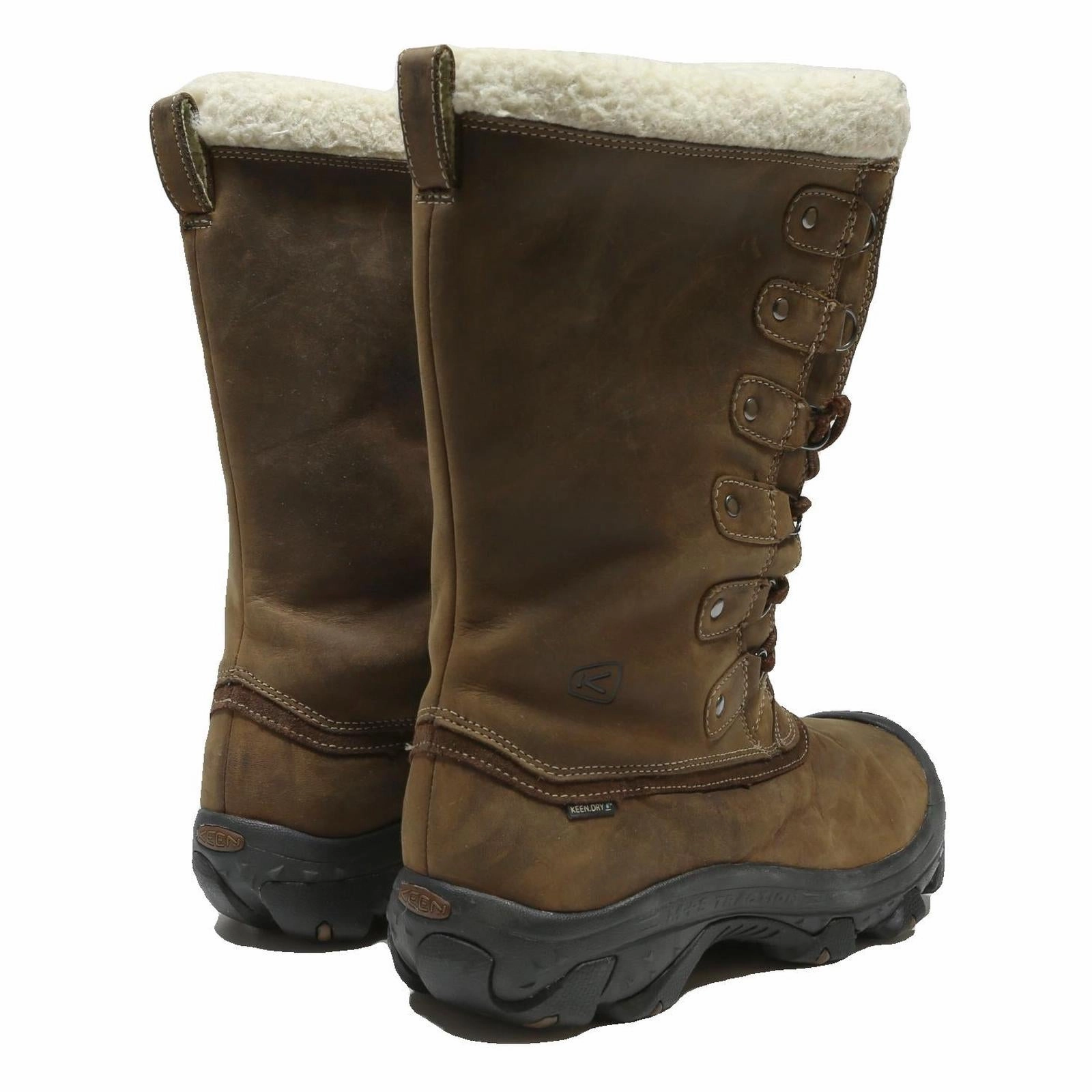 KEEN Mountain Winter Boots Mens Lace-Up Brown Leather UK 8 Insulated Warm Johnston And Murphy Boots