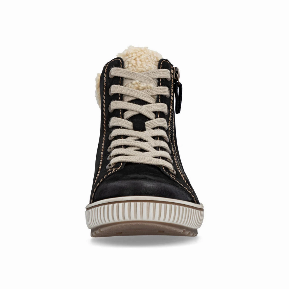 Remonte D0770 Maditta Black/Beige Sneaker-Boot (Women's) High Knee Platform Boots