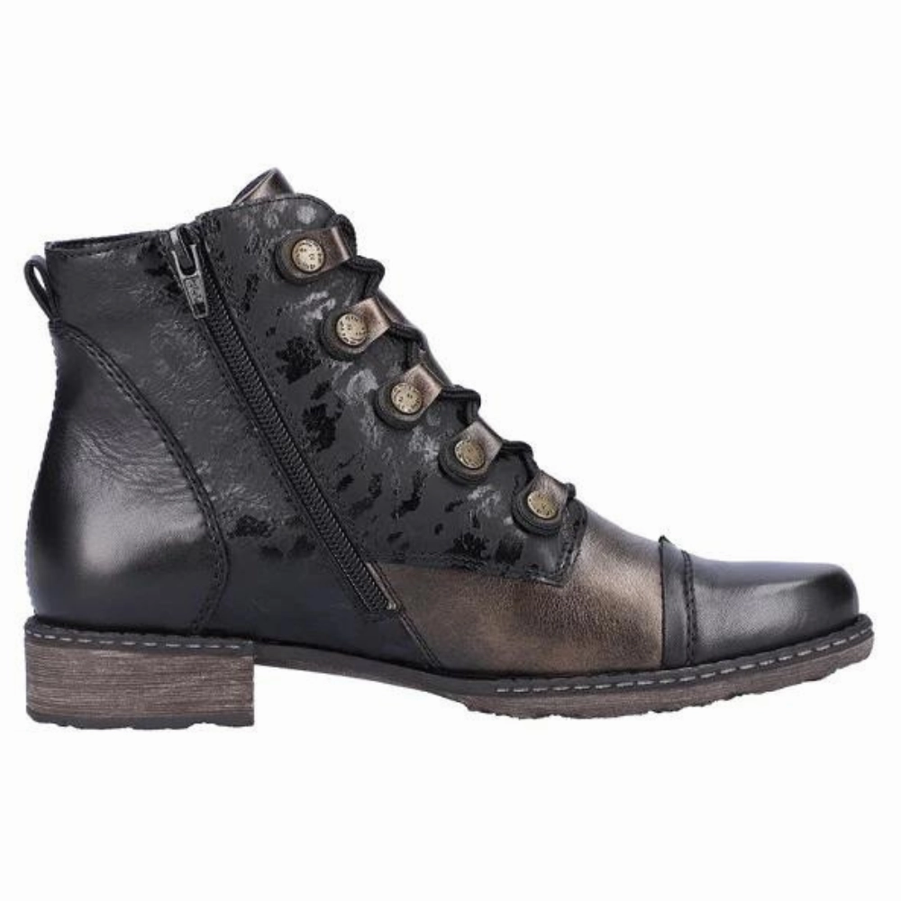 Remonte D4391 Chandra 91 Black/Antique Leather Bootie (Women's) Short Western Boots