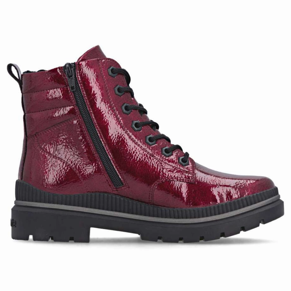 Remonte Lorraine 82 Red Leather Boot (Women's) Boots With Wedge