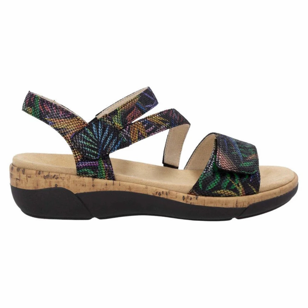 Remonte Jocelyn 60 Black Multi Leather Sandal (Women's) Seashell Sandals