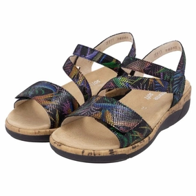 Remonte Jocelyn 60 Black Multi Leather Sandal (Women's) Sandals St Lucia Halcyon Beach