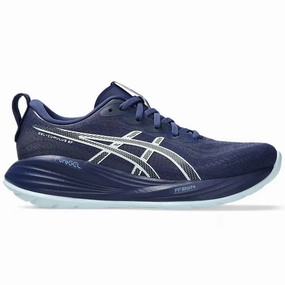 Women's Asics Gel-Cumulus 27, Indigo Blue/Cool Grey, 9 B Medium White Shoes Asics