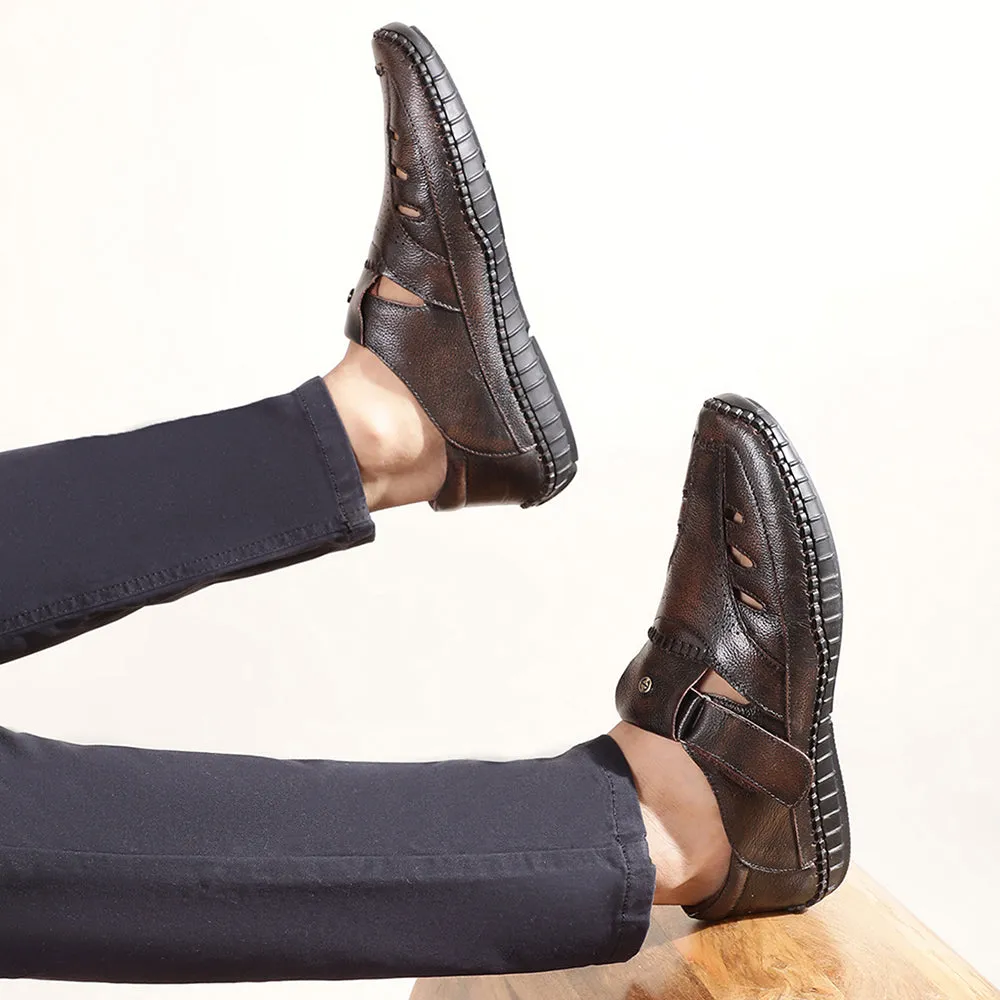 Healers Tan Casual Buckle Sandal For Men JPL-205 By Liberty Sandals Dupe