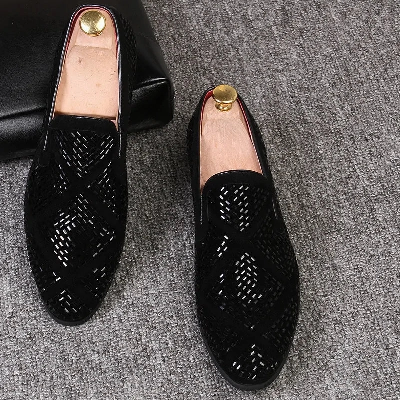 No Show Socks Loafers Rhinestone Shining Loafer Shoes