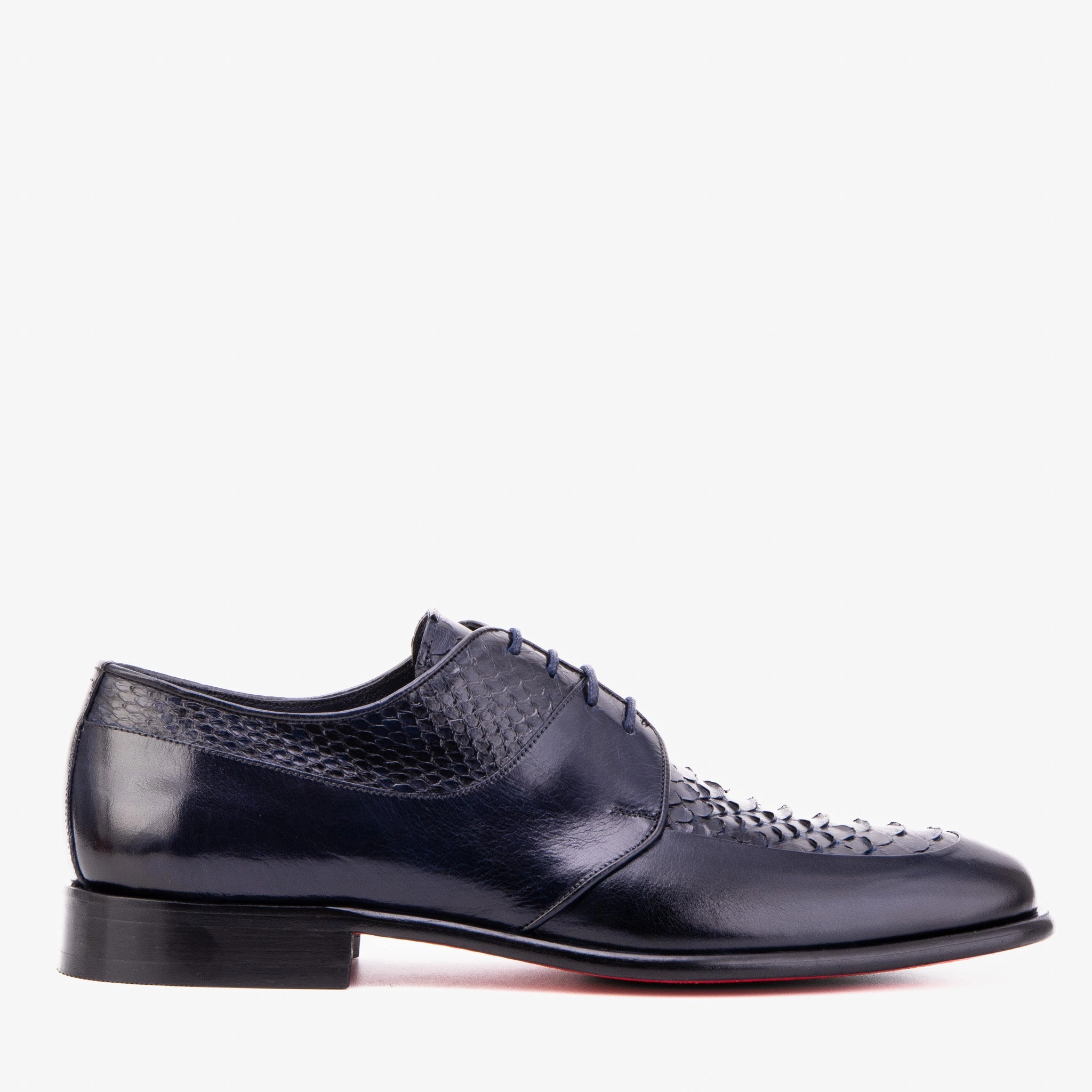 The Arven Navy Python Leather Men Shoe Dress Shoes With Lug Soles