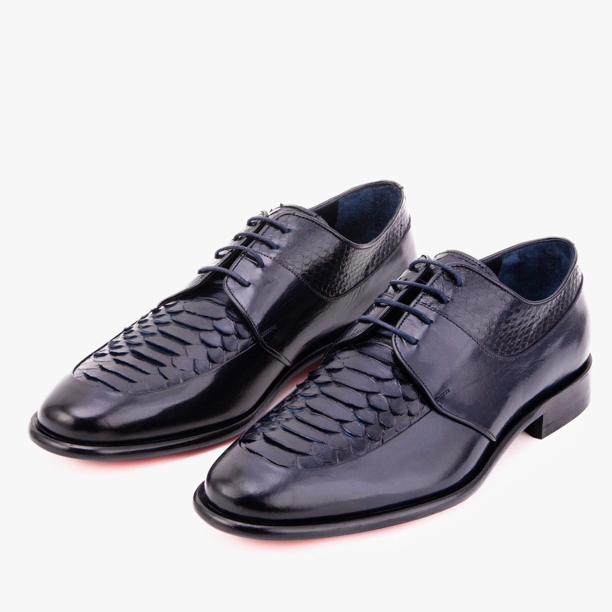 Flat Dress Shoe The Arven Navy Python Leather Men Shoe