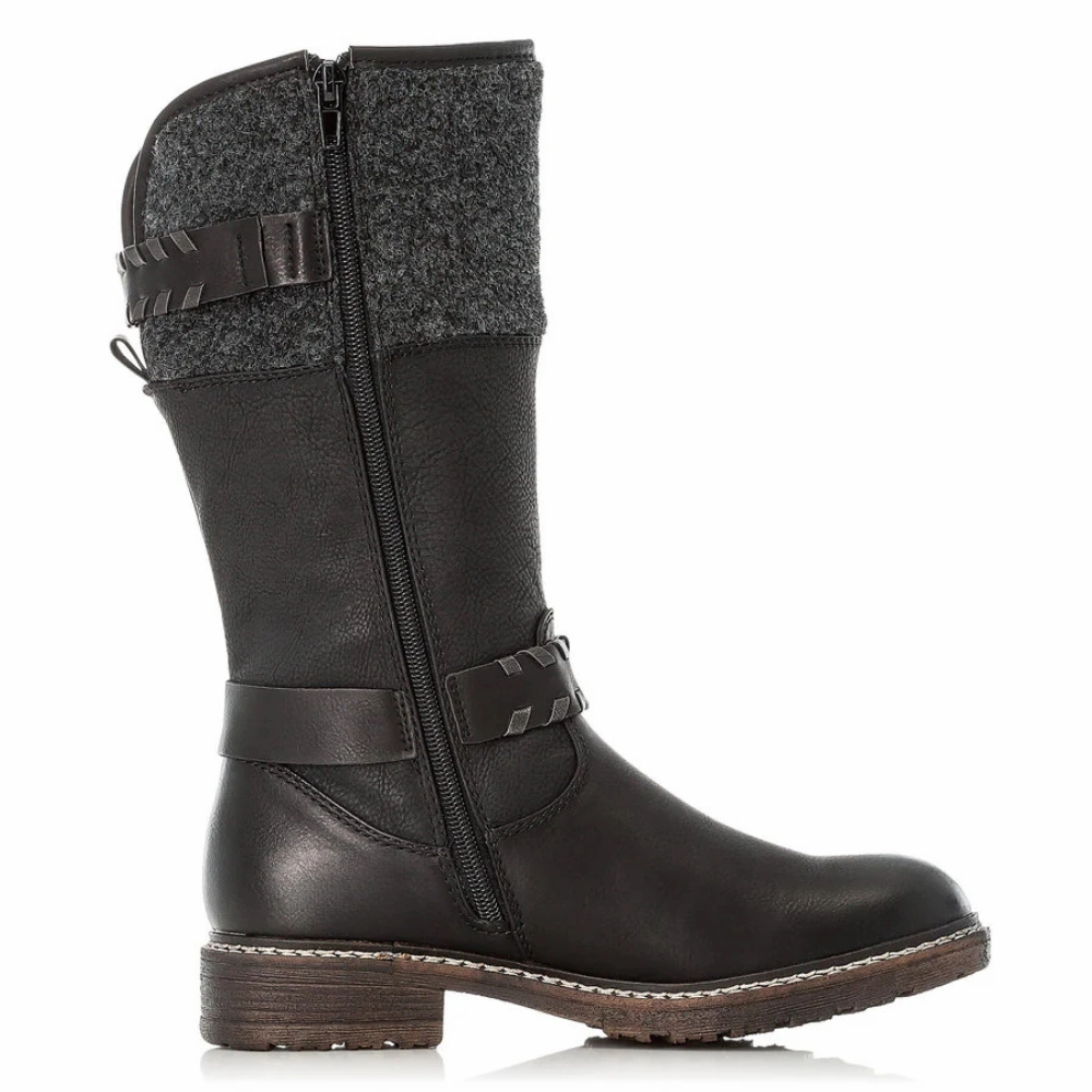 Rieker Dominika 79 Black/Anthracite Boot (Women's) Boots Wheat