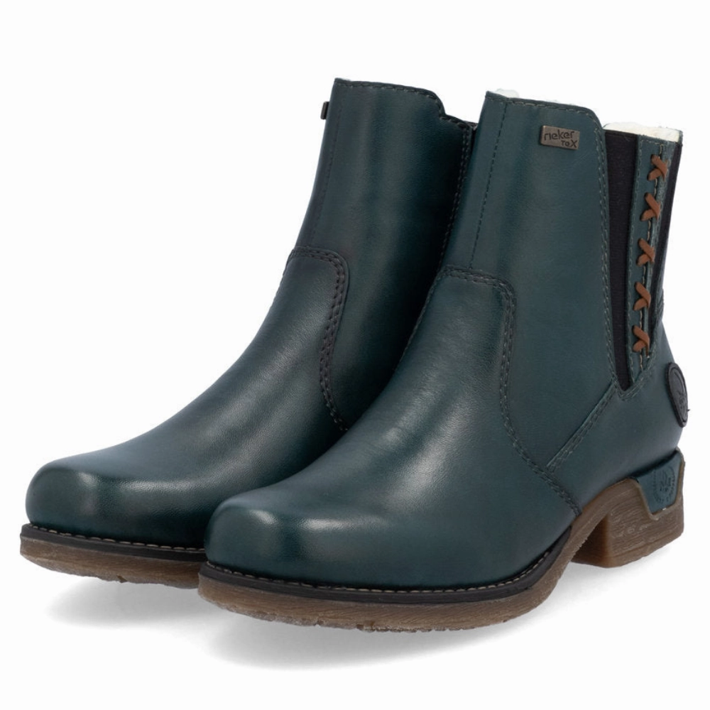 Rieker Fee 53 Petrol/Cayenne Bootie (Women's) Keen Steel Cap Boots