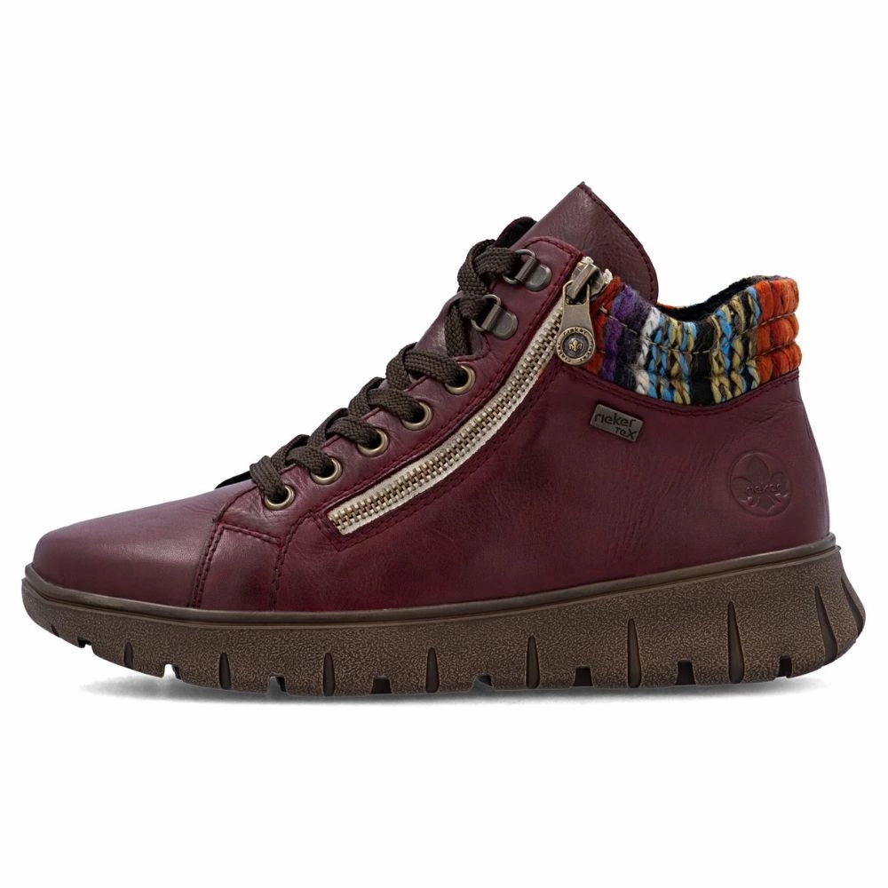 Narrow Boots Rieker Heike 05 Vino/Orange Multi Zip Boot (Women's)