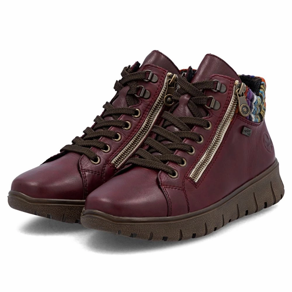 Aria Boots Rieker Heike 05 Vino/Orange Multi Zip Boot (Women's)