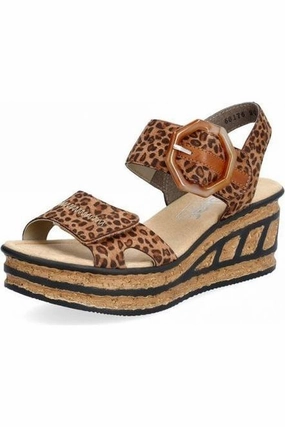 Rieker ladies sandals 68176-90 Brown Combi Formal Dress Sandals