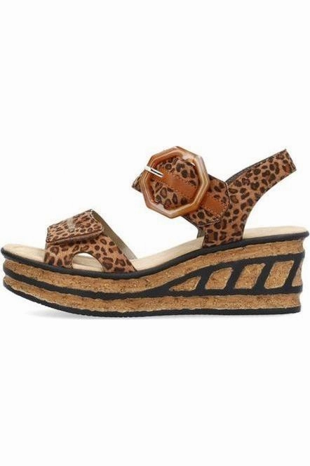 Bamboo Sandals Rieker ladies sandals 68176-90 Brown Combi