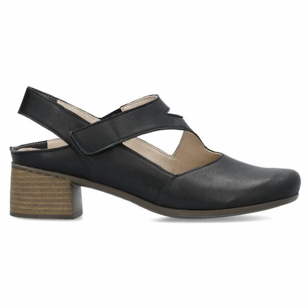 Rieker Mariah 97 Black Leather Pump (Women's) Strap Dress Shoes