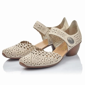 Dresses For Shoes Rieker Mirjam 53 Beige Leather Heel (Women's)
