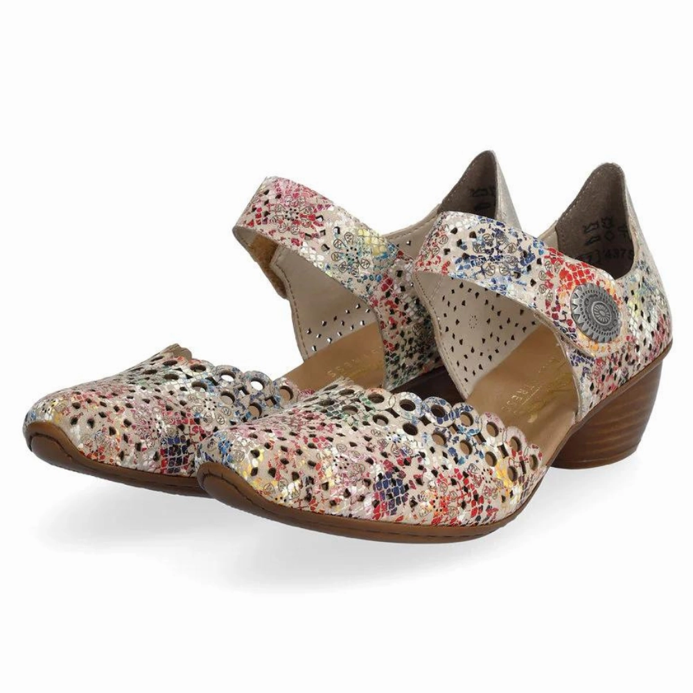 Boots Dress Shoes Rieker Mirjam 53 Beige Multi Leather Heel (Women's)