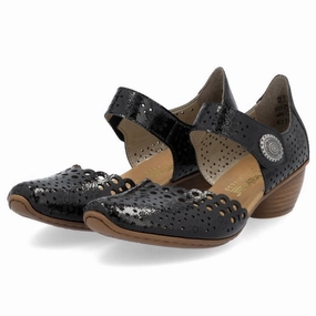 Aqua Dress Shoes Rieker Mirjam 53 Nero/Black Leather Heel (Women's)