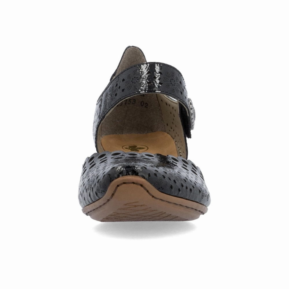 Rieker Mirjam 53 Nero/Black Leather Heel (Women's) Winter Dress Shoes