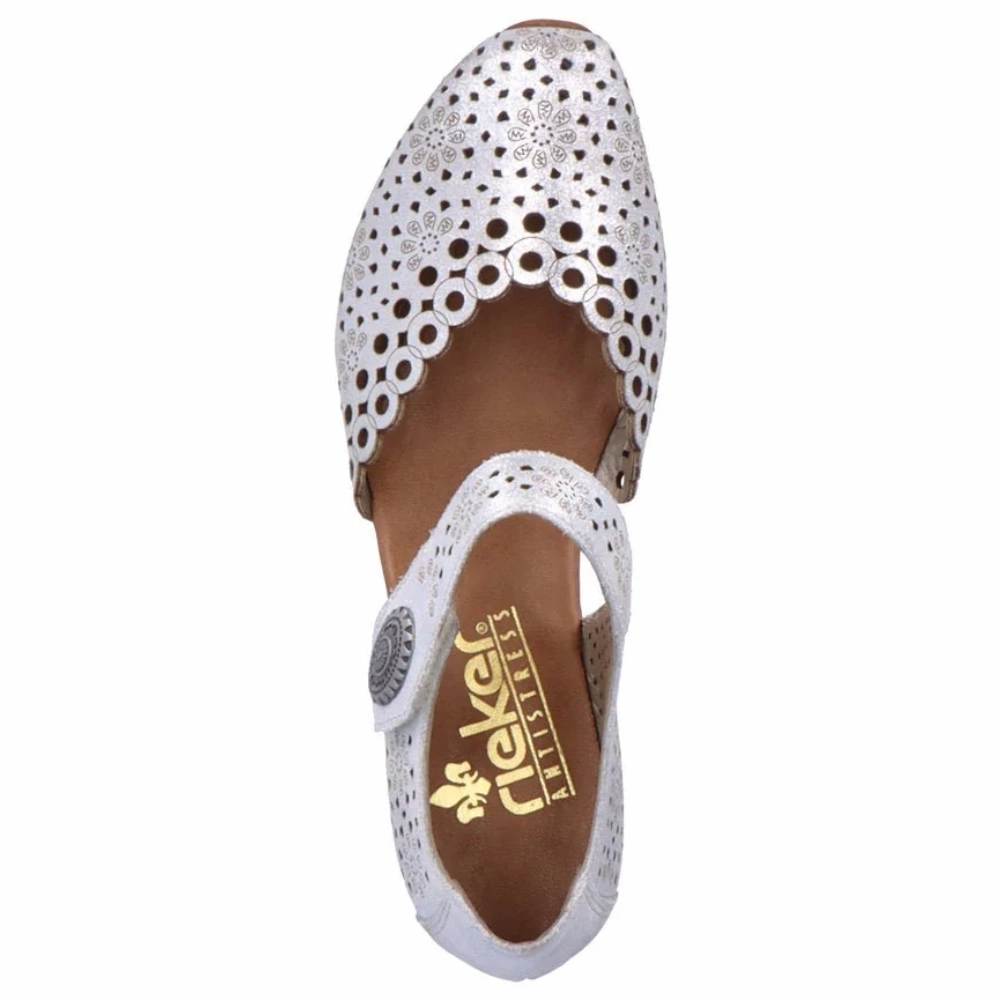 Princess Dress Up Shoes Rieker Mirjam 53 Silver Leather Heel (Women's)