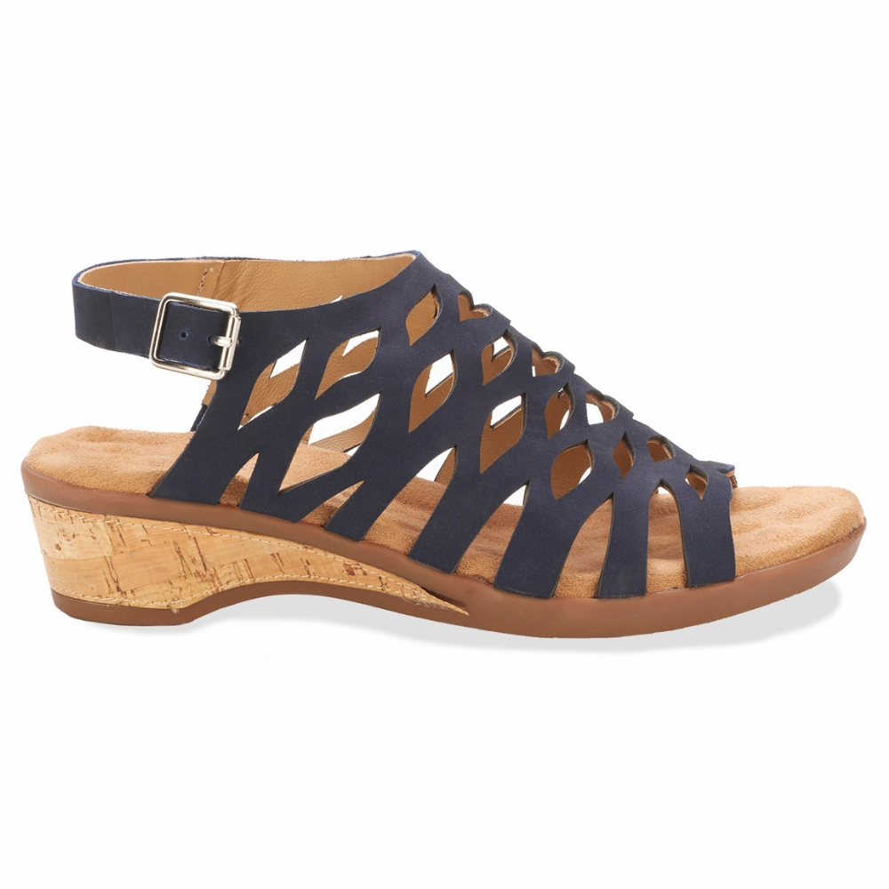 Ros Hommerson Katia Navy Nubuck Sandal (Women's) Platform Mule Sandals