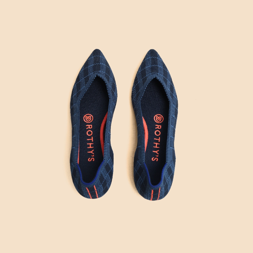 Rothy - Women - The Point - Indigo Ghingham Dress Shoes Brands