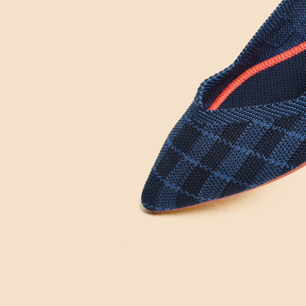 Ankle Strap Dress Shoes Rothy - Women - The Point - Indigo Ghingham