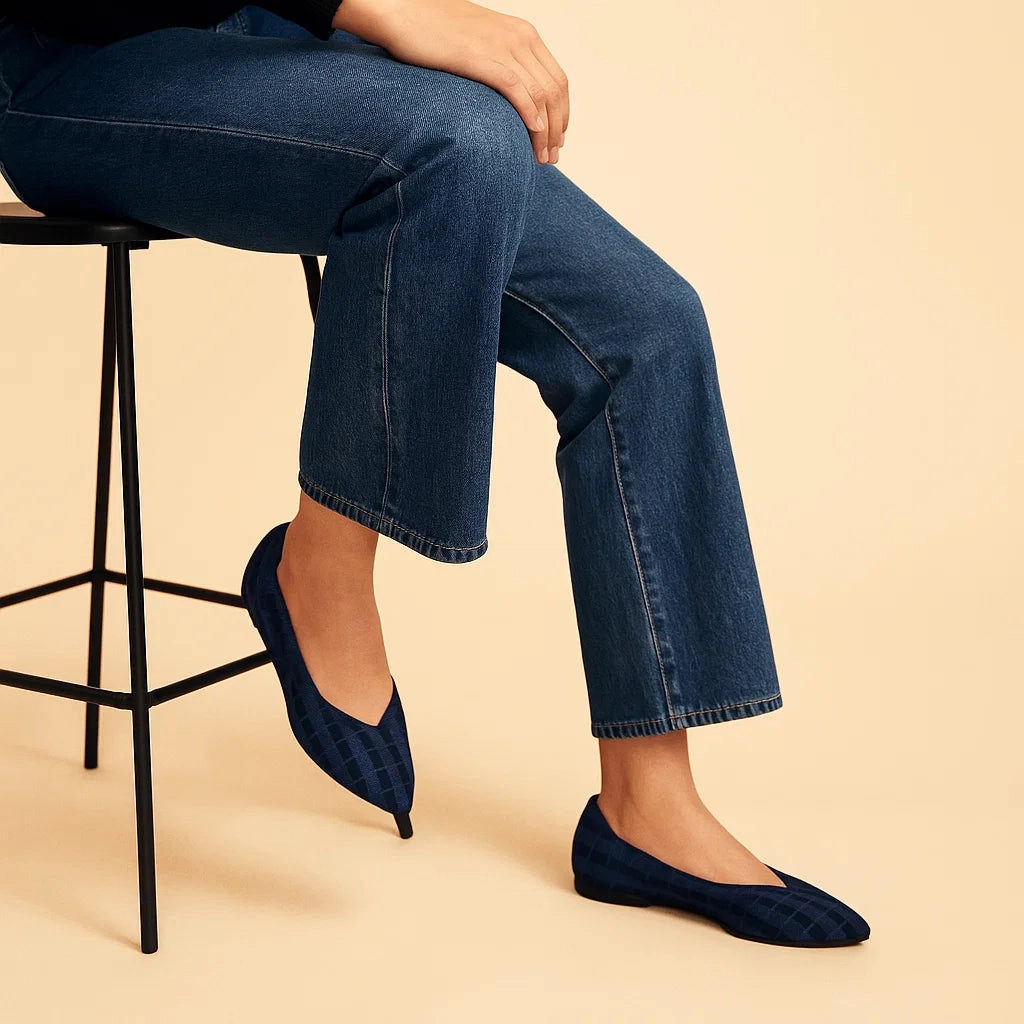 Rothy - Women - The Point - Indigo Ghingham Nice Casual Dress Shoes