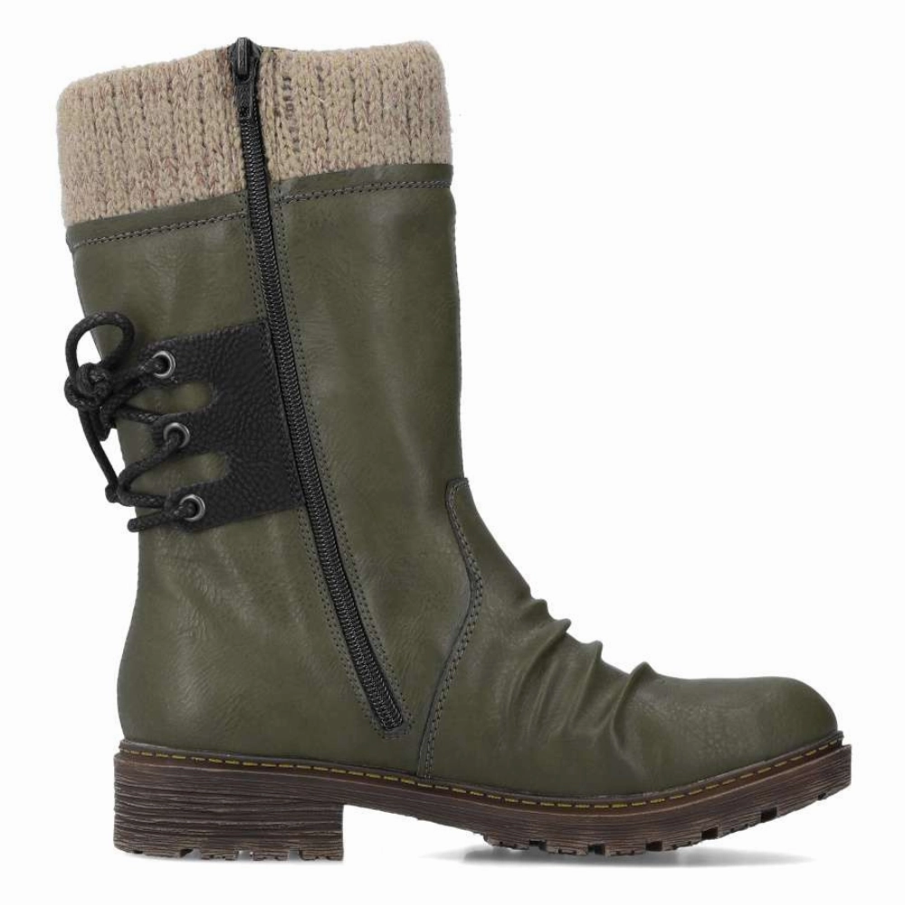 Rieker Dominika 56 Forest/Black/Stein Boot (Women's) Leather Military Boots