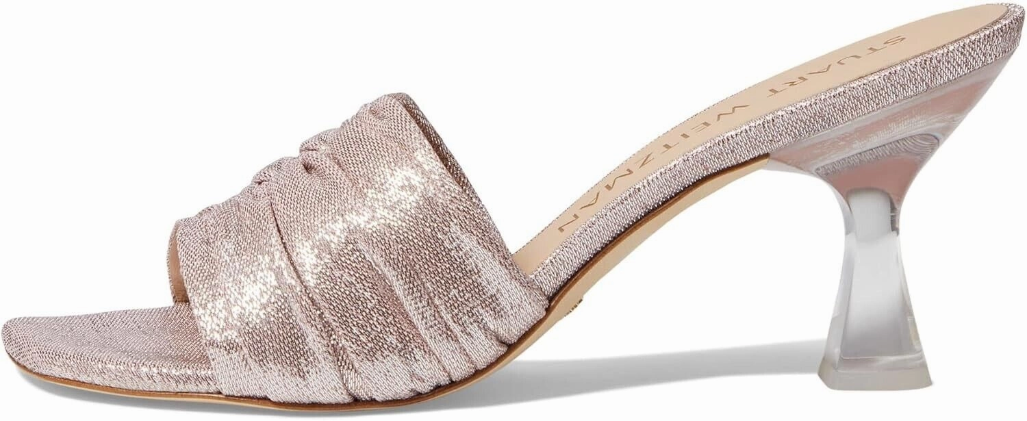 Stuart Weitzman Ruche 75 Sandals Women's 8.5 Poudre Square Toe Spool Heel KHD859 Ladies Shoes And Sandals