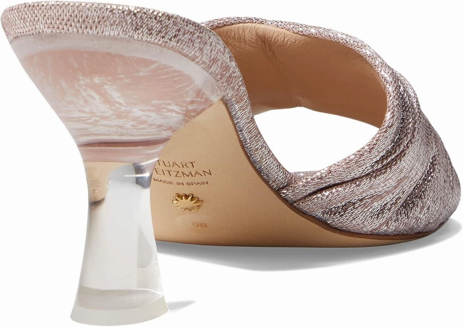 Plasticana Jelly Sandals Stuart Weitzman Ruche 75 Sandals Women's 8.5 Poudre Square Toe Spool Heel KHD859