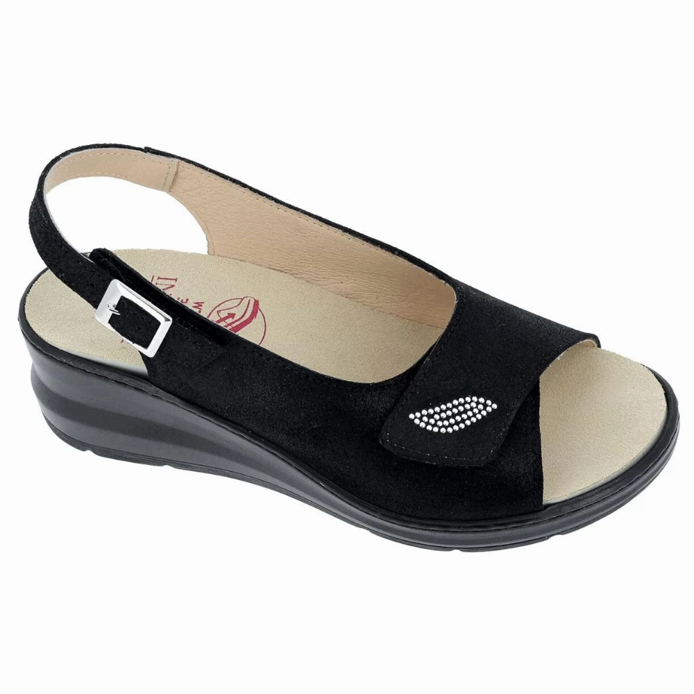 Wide Width Wedge Sandals Sabatini Marzia Nero Brina Sandal (Women's)