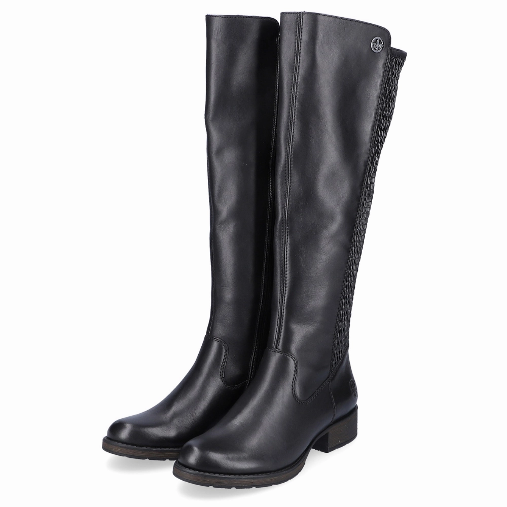 Boots 1460 Rieker Faith 91 Black Stretch Panel Tall Boot (Women's)