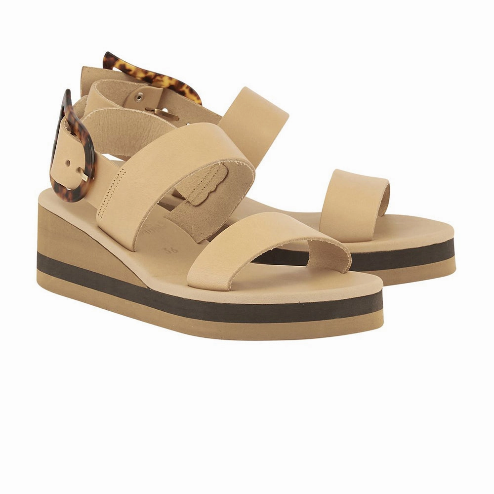 Clio Rainbow Natural/Tortoiseshell Cork Heel Sandals