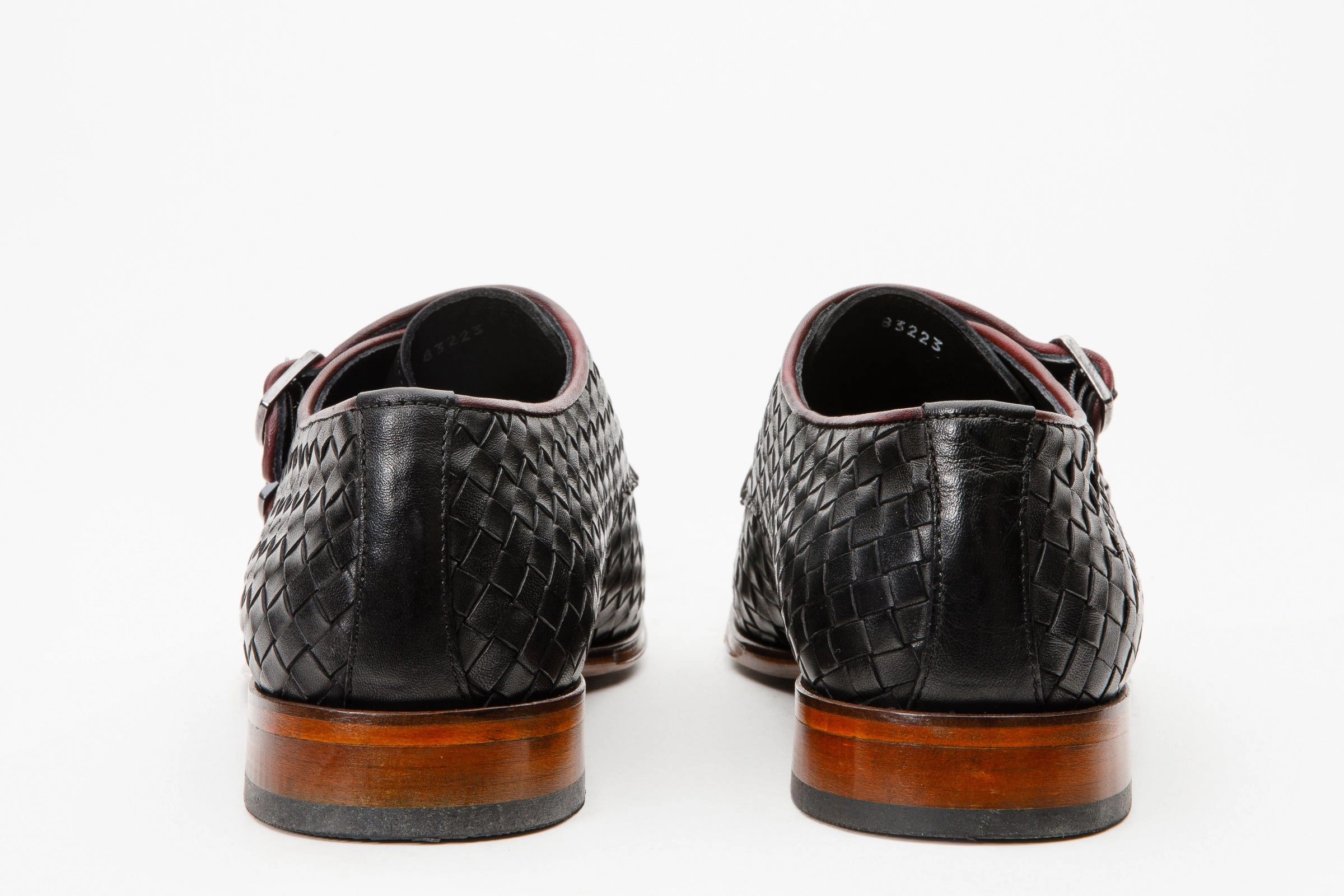 The Turan Black Woven Double Monk Strap Dress Men Shoe Colour Shoes With Dress