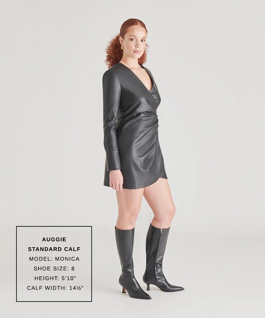 AUGGIE BOOTS BLACK LEATHER Cowboy Boots In Wide Sizes