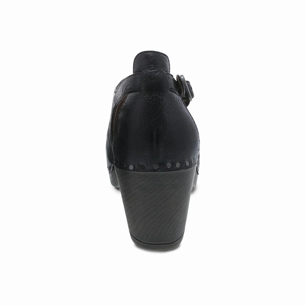 Dansko Sassy Black Milled Burnished Leather Heel (Women's) Gators Dress Shoes