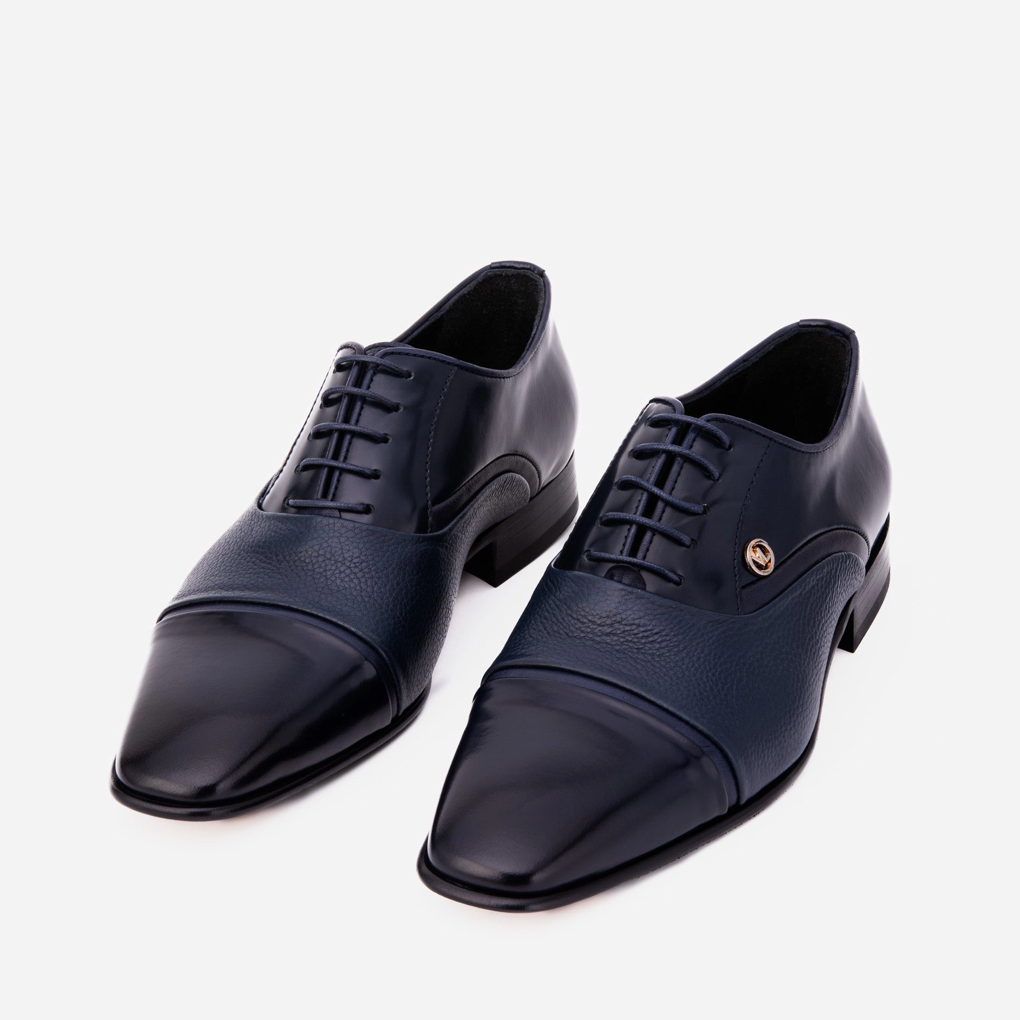 The Rockwell Handmade Navy Blue Leather Cap Toe Men Oxford Shoe Dress Shoes For Baby