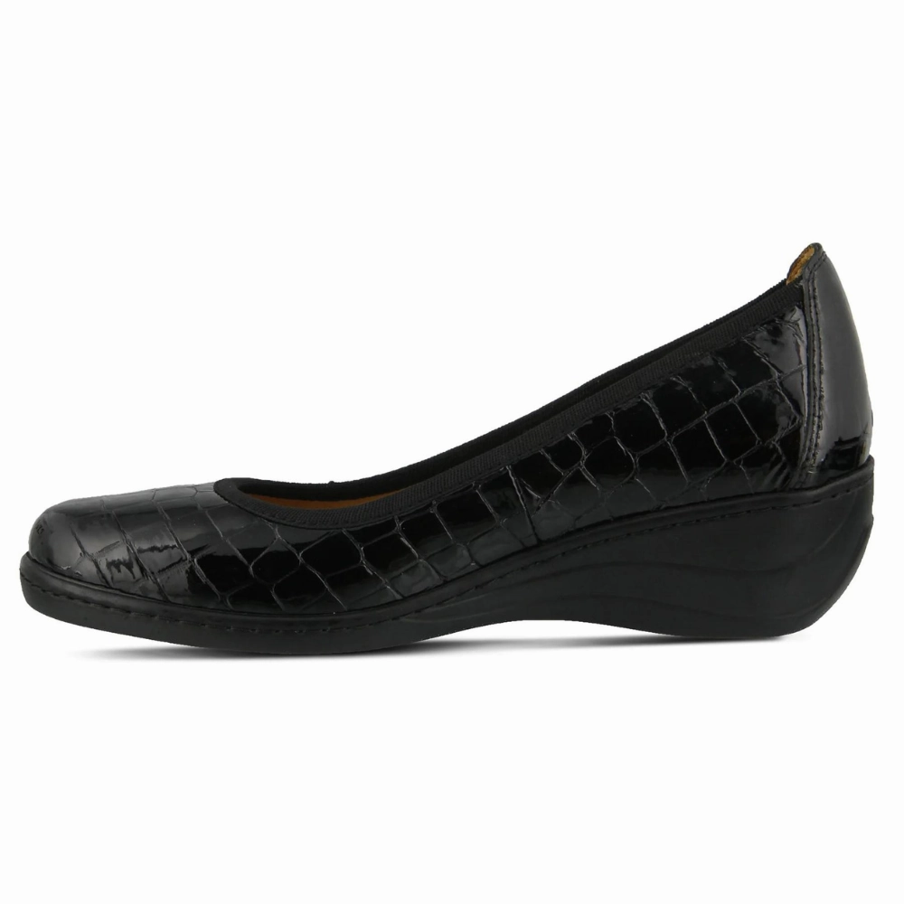 Spring Step Kartii Black Croco Leather Shoe (Women's) Full Grain Leather Dress Shoes