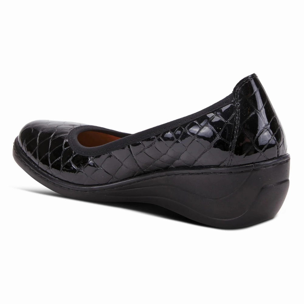 Spring Step Kartii Black Croco Leather Shoe (Women's) Dress Shoes Loafer