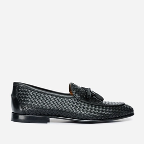 The Mclean Shoe Black Leather Woven Tassel Loafer Men  Shoe Frye Dress Shoes