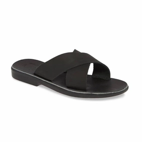 Isla - Suede Leather Slip On Sandal | Black Suede Sandals Comfort