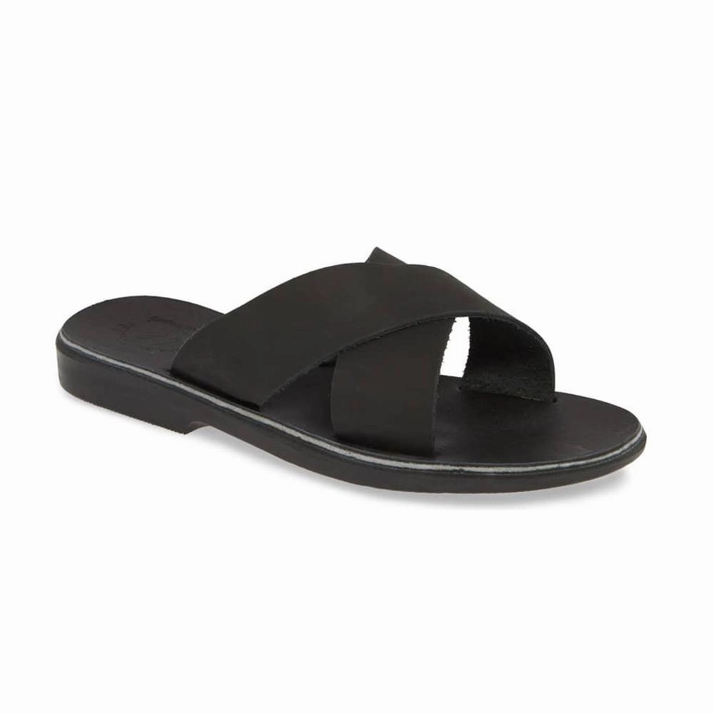 Sandals With Platform Isla - Suede Leather Slip On Sandal | Black Suede