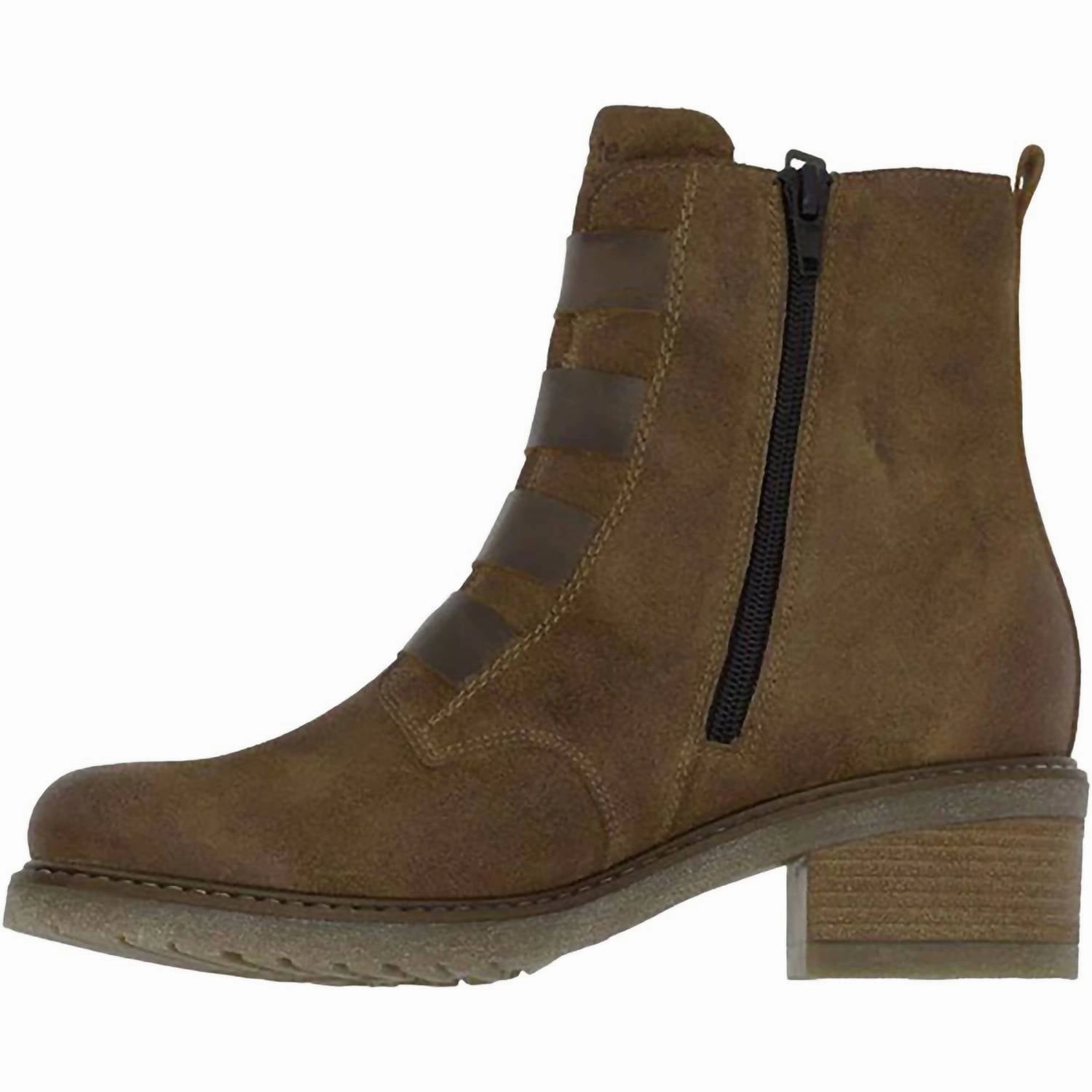 Childrens Ski Boots Women's Zip Up Leather Boots In Sattle/kastanie