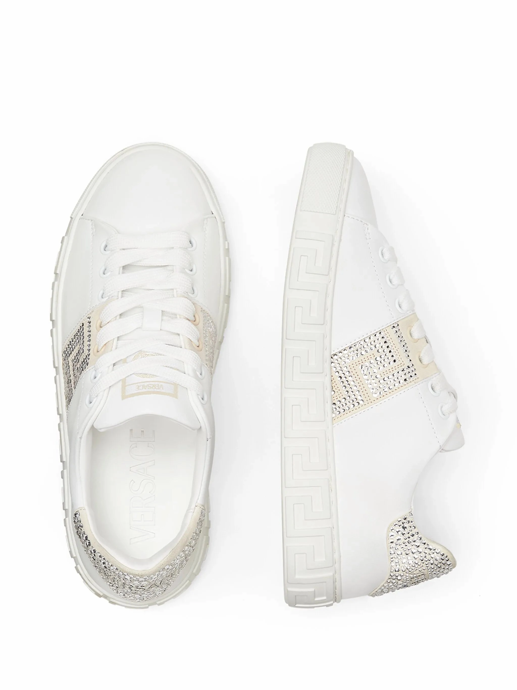Crystal Greca leather sneakers Flat Shoes Open
