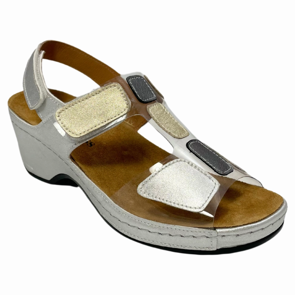 Comfort Class Preakness Metallic Combo Sandal (Women's) Wedge Dress Shoes For Wedding