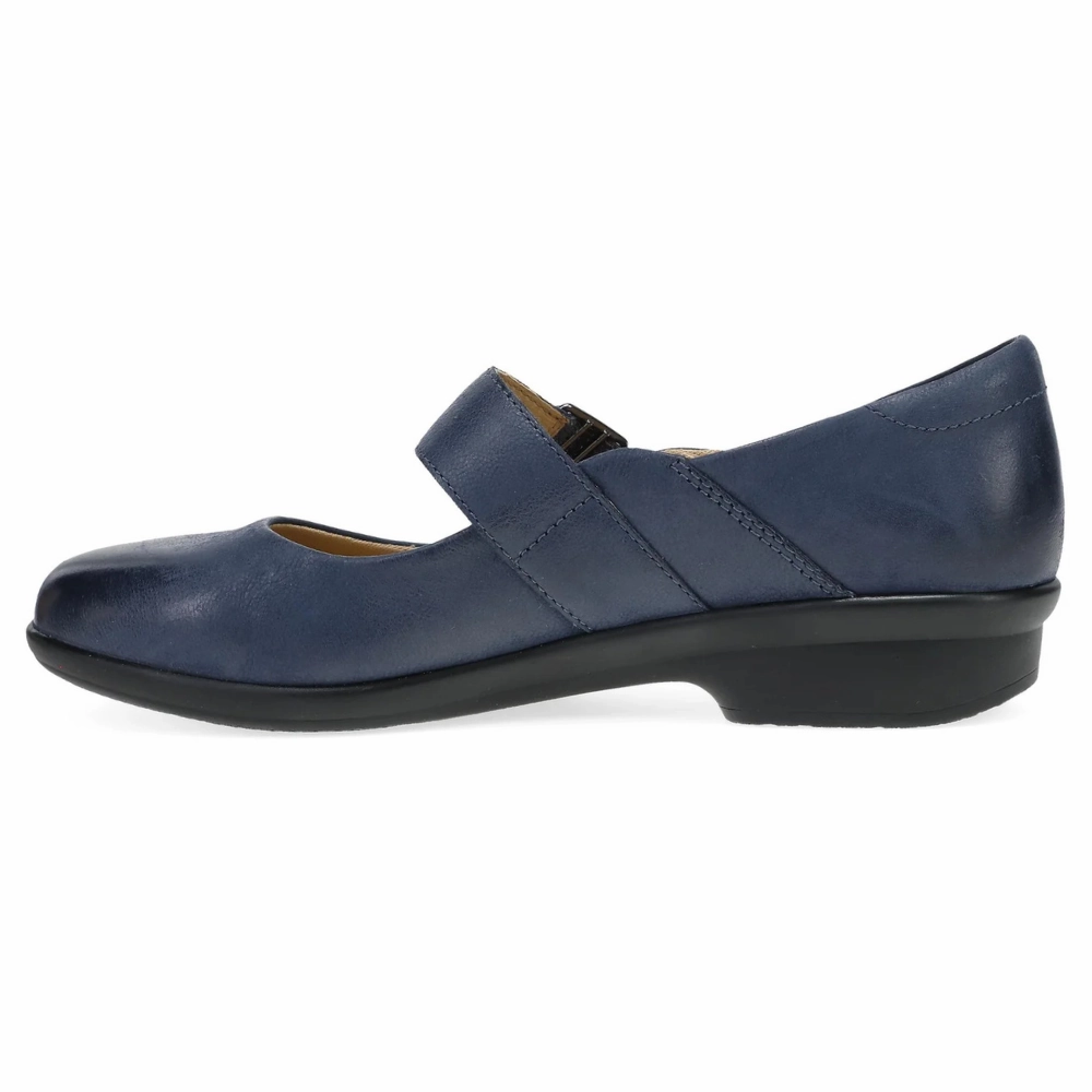 Dansko Collette Navy Burnished Nubuck Mary Jane (Women's) Dress Shoes Wedge